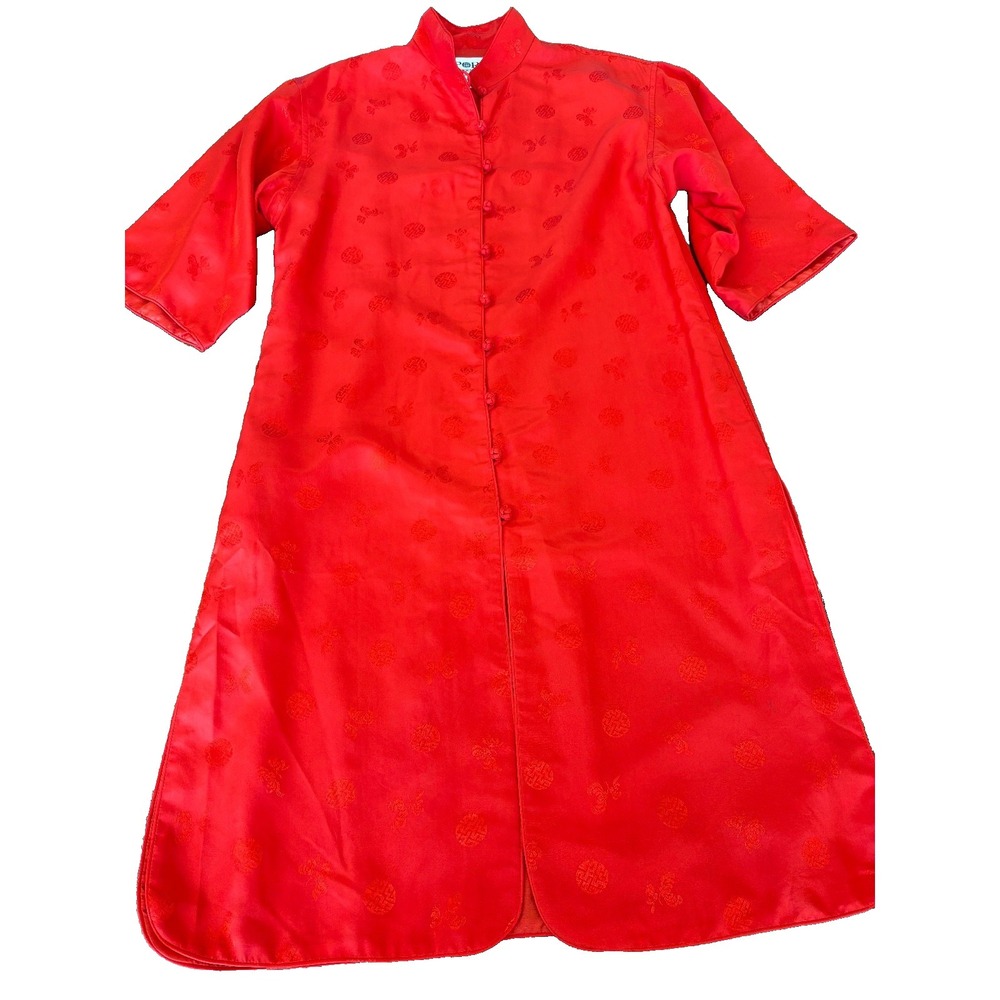 Vintage Ports International red silk 2 piece set Asian motifs size 4,‎ waist 23"